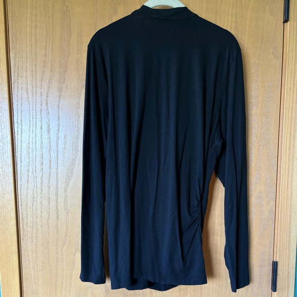 MM Lafleur The Fey Top Black Faux Wrap Ruched Long Sleeved Blouse +1 - Picture 3 of 4